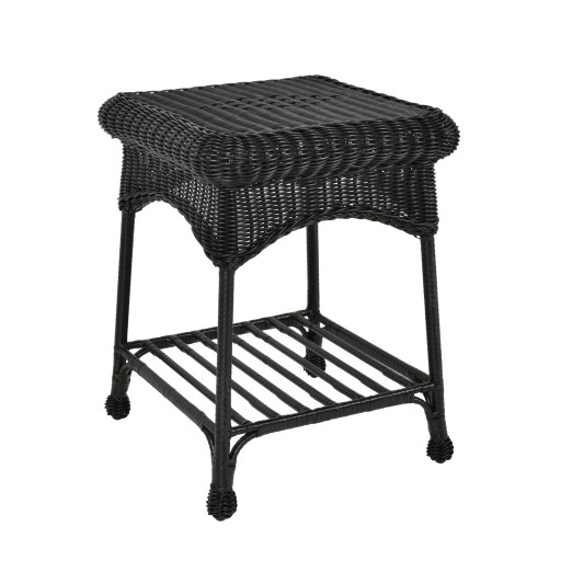 Outdoor Black Wicker Patio Furniture End Table
