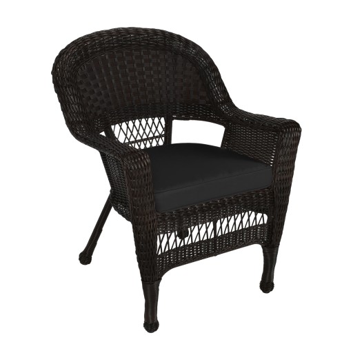 Espresso Wicker Chair With Cushion