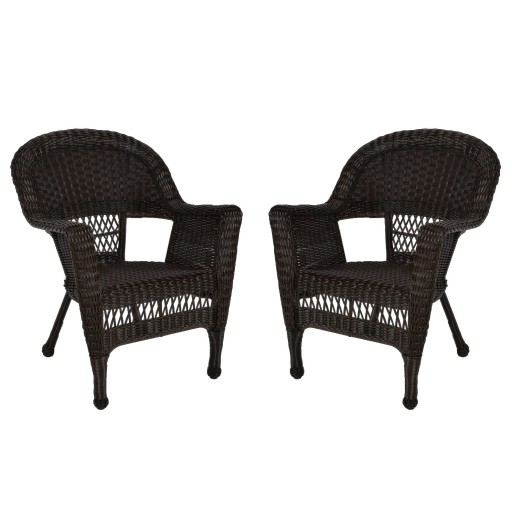 Espresso Wicker Chair Without Cushion - Set of 2