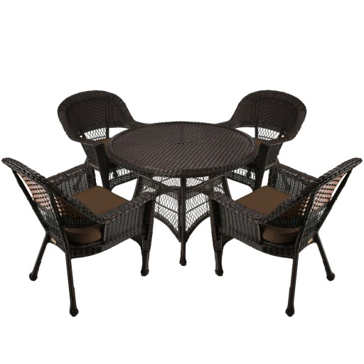5pc Espresso Wicker Dining Set - Brown Cushions