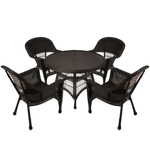5pc Espresso Wicker Dining Set Without Cushion