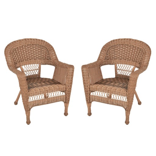 Honey Wicker Chair Without Cushion - Set of 2