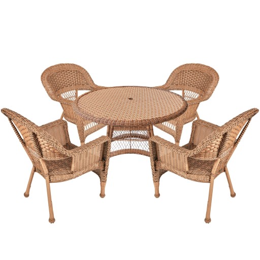 5pc Honey Wicker Dining Set Without Cushion