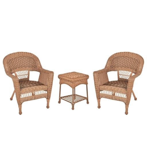 Honey Wicker Chair And End Table Set Without Cushion