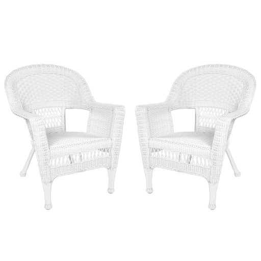 White Wicker Chair Without Cushion - Set of 2