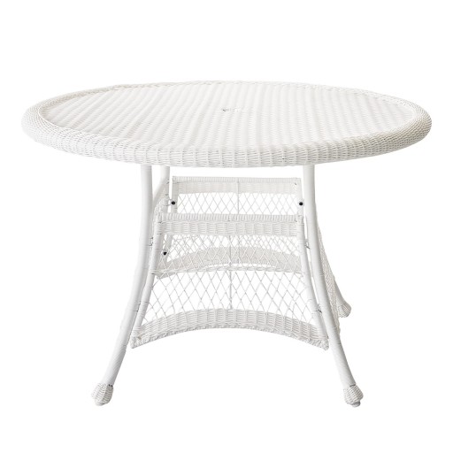 White Wicker 44 Inch Round Dining Table