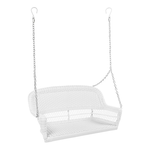 White Resin Wicker Porch Swing