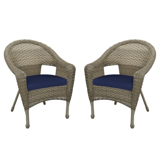 Set of 2 Grey Resin Wicker Clark Single Chair with 2 inch Cushion