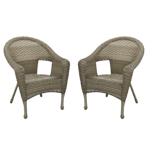 Set of 2 Grey Resin Wicker Clark Single Chair without Cushion
