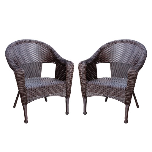 Set of 2 Espresso Resin Wicker Clark Single Chair without Cushion