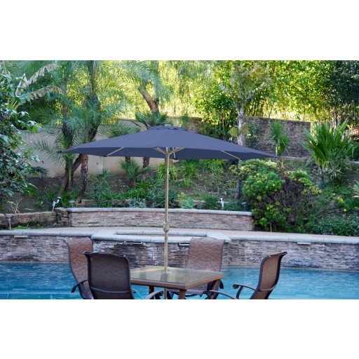 9ft. Aluminum Patio Market Umbrella Tilt with Crank - Blue Fabric/Grey Pole