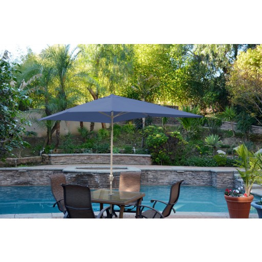 6.5FT x 10FT Aluminum Patio Market Umbrella Tilt with Crank - Blue Fabric/Grey Pole