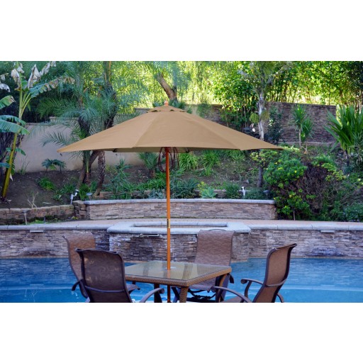 9ft. Wood Market Umbrella - Brown