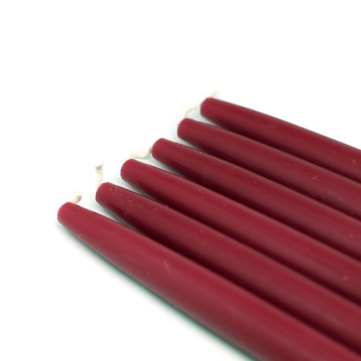 10 Inch Burgundy Taper Candles (144pcs/Case) Bulk