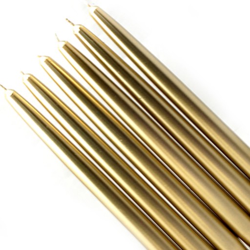 10 Inch Metallic Gold Taper Candles (1 Dozen)