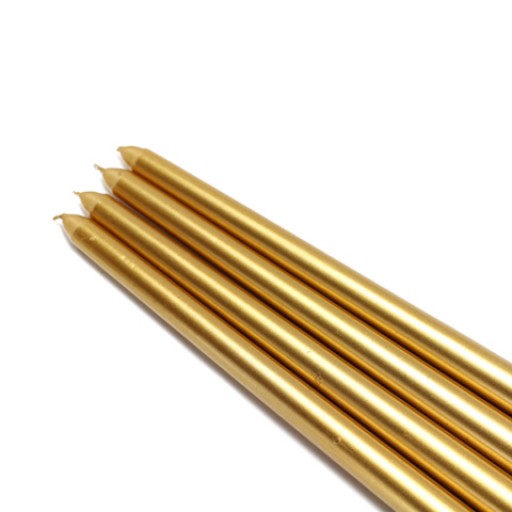 12 Inch Metallic Gold Taper Candles (1 Dozen)