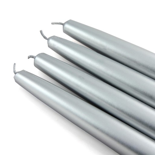 6 Inch Metallic Silver Taper Candles (1 Dozen)