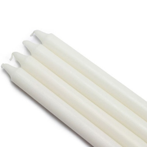 10 Inch White Straight Taper Candles (1 Dozen)