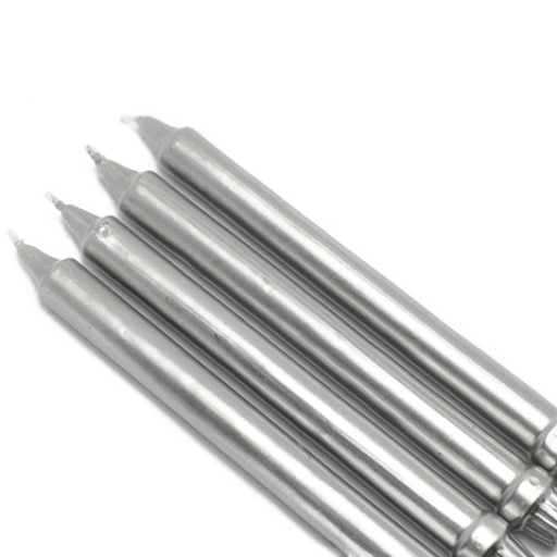 10 Inch Metallic Silver Formal Dinner Taper Candles (144pcs/Case) Bulk