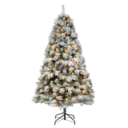 7.5ft. Prelit Frosted Christmas Tree with Meta Stand