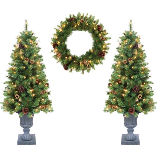 3-Piece 4ft. Christmas Tree and Holiday Wreath Set