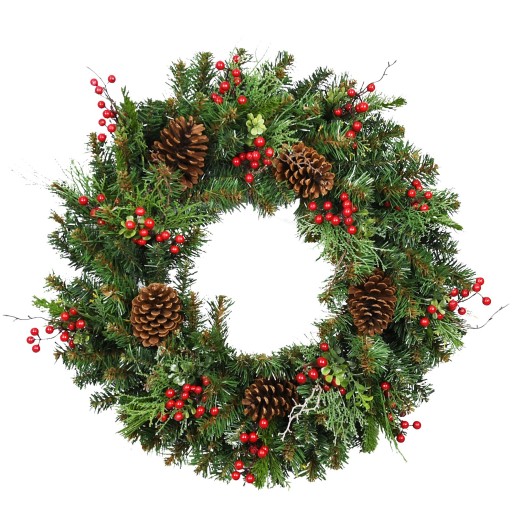 30 inch Christmas Wreath with Red Berries