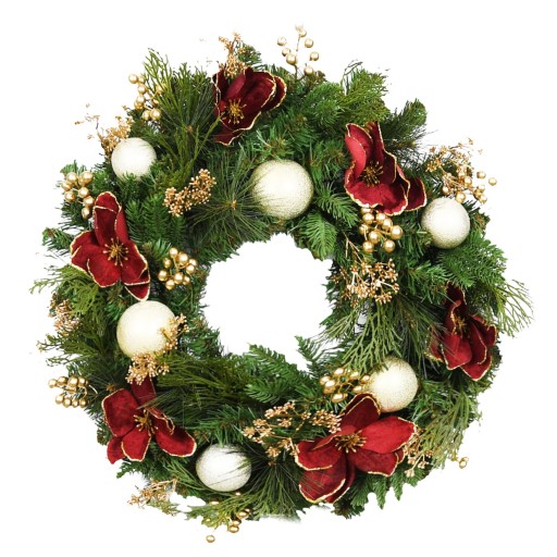 26 inch Christmas Wreath with Ornaments