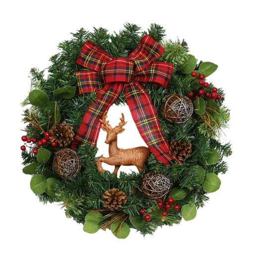 24 inch Christmas Wreath with Deer