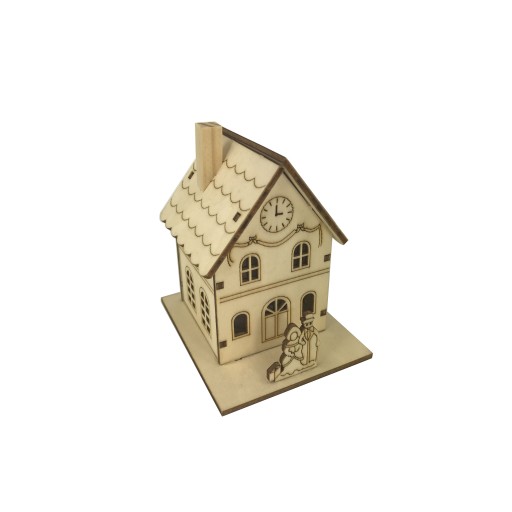 Plywood Small House with Lights