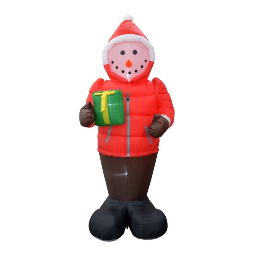 8FT Inflatable Snowman in A Down Jacket