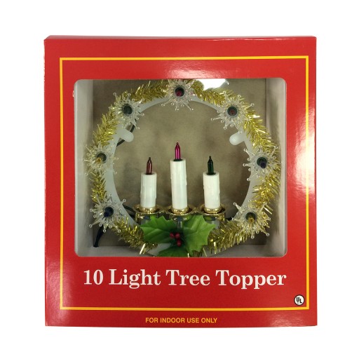10 Lite Tree Topper W/Candle-Multi Lights