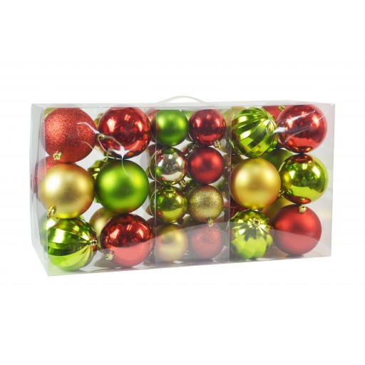 40Pk Christmas Ornament- Red/Gold/Green
