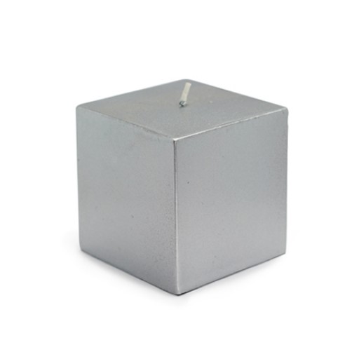 3 x 3 Inch Metallic Silver Square Pillar Candles