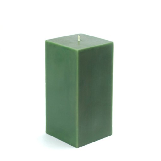 3 x 6 Inch Hunter Green Square Pillar Candle