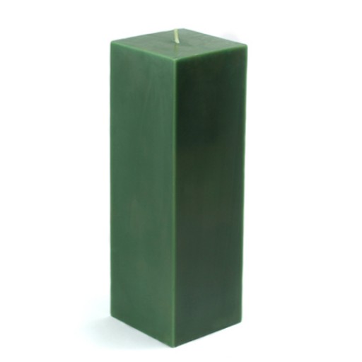 3 x 9 Inch Hunter Green Square Pillar Candle
