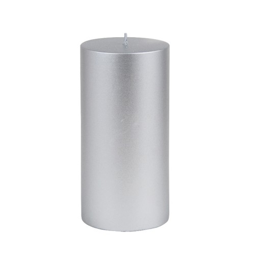 3 x 6 Inch Metallic Silver Pillar Candle