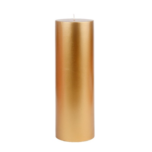 3 x 9 Inch Metallic Bronze Gold Pillar Candle
