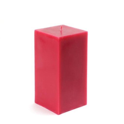 3 x 6 Inch Red Square Pillar Candle  (12pcs/Case) Bulk
