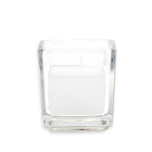 White Citronella Square Glass Votive Candles (12pc/Box)