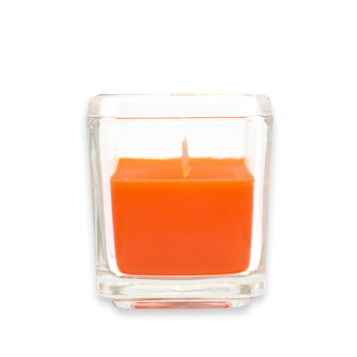 Orange Square Glass Votive Candles (96pcs/Case) Bulk