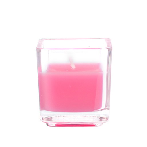 Hot Pink Square Glass Votive Candles (12pc/Box)