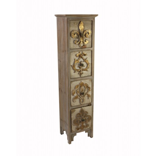 Wooden Cabinet with Fleur-de-lis Design