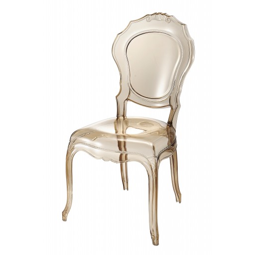 Amber-colored Plastic Armless Chair (Set of 2)