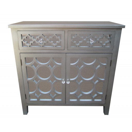 32 Inch H Grey Wooden Accent Cabinet