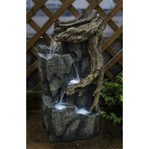 Tree Trunk and Rocks fountain with Led Light