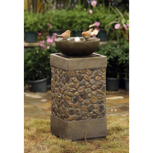 Two Layers and Birds Fountain with Led Light