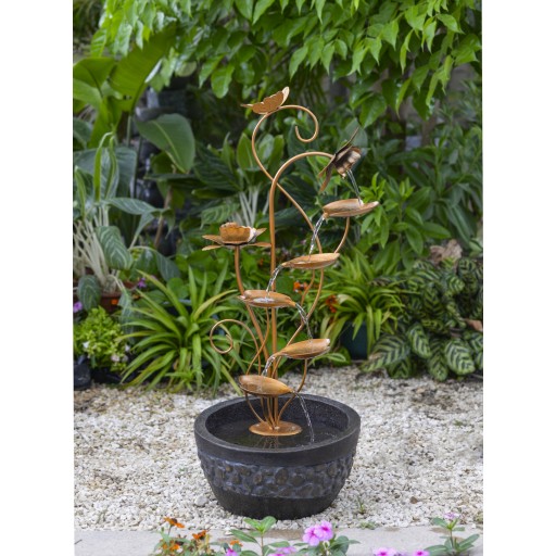 Multi-tier Metal Leaves Water Fountain
