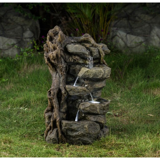 Multi-Tier Rocks Water Fountain with Led Lights