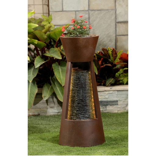 Cascade Fountain with Flower Pot At Top