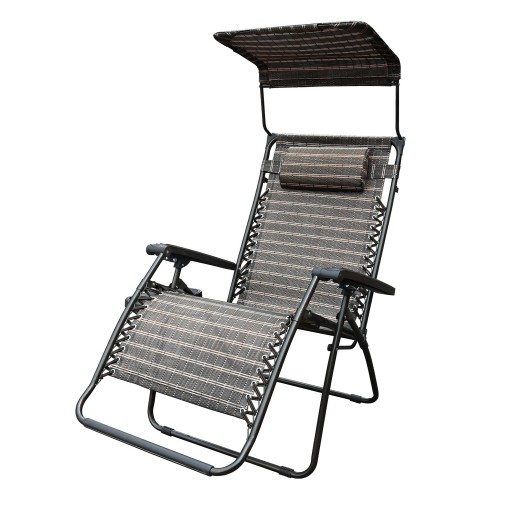 Oversized Zero Gravity Chair with Sunshade and Drink Tray - Black and Tan